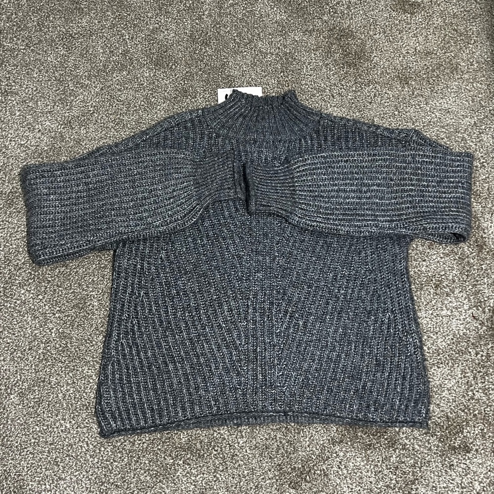 Grey long neck sweater